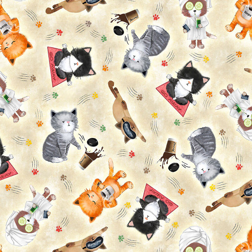 Timeless Treasures Fabrics Cats Cuts Sassy Cats Natural