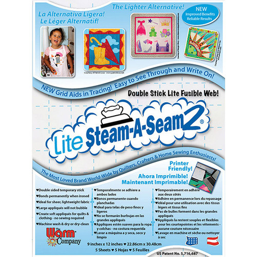 Warm Company Steam A Seam 2 Lite Interfacing 5 Pack 9 by 12 Sheets