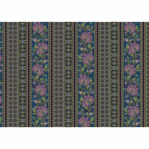 Benartex Fabrics Shangri-La Painted Sky Studio Shangri-La Stripe Black Multi