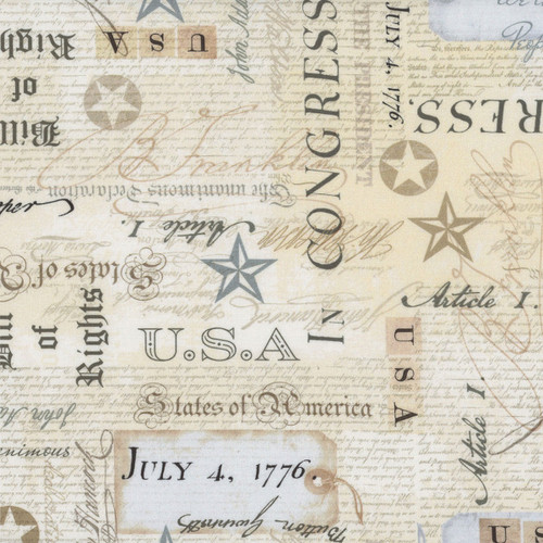 Timeless Treasures Fabrics Star Spangled USA Bill of Rights Natural
