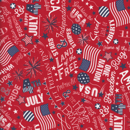 Timeless Treasures Fabrics Star Spangled Patriotic 4Th Of July Quote Red