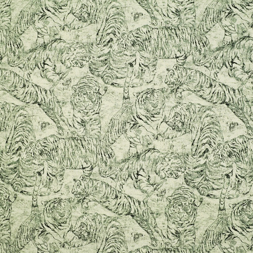 P / Kaufmann Fabrics Prowl Pewter Far East Chic Bengal Tiger Scenes