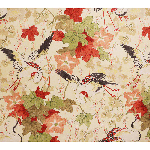 P / Kaufmann Fabrics Takoda Sesame Asian Cranes Flowers Cherry Blossom Foliage