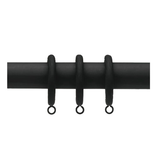 Select Drapery Rods Drapery Rings for 1 3/8 Inch Pole Black Package of 7 Rings