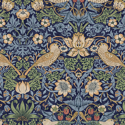 Free Spirit Fabrics William Morris Kelmscott Navy Strawberry Thief