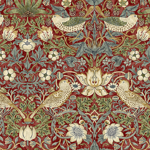 Free Spirit Fabrics William Morris Kelmscott Red Strawberry Thief