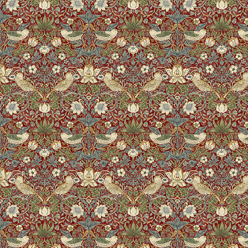 Free Spirit Fabrics William Morris Kelmscott Red Mini Strawberry Thief