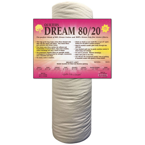 Quilters Dream 80/20 Natural Dream Request Loft Cotton / Poly Quilt Batting Full Roll 93 inches by 30 yards