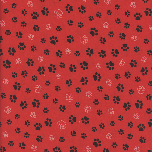 Timeless Treasures Fabrics Feeline Good! Cat Paws Red