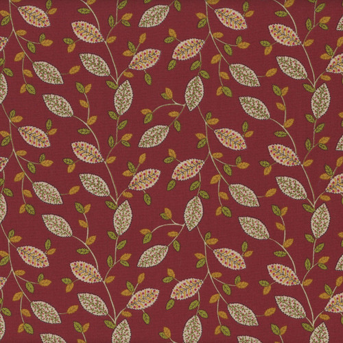 Henry Glass Fabrics Quiet Grace Kim Diehl Fancy Leaves Cranberry