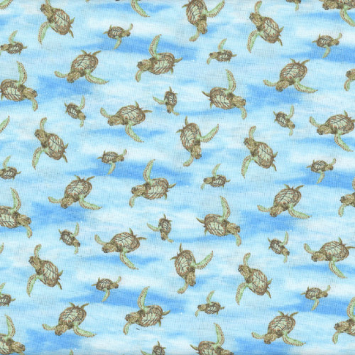 Henry Glass Fabrics Turtle March Lisa Marie Sparling Small Turtles Sky Blue