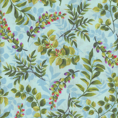 Studio E Fabrics Splendid Path Leaves Aqua