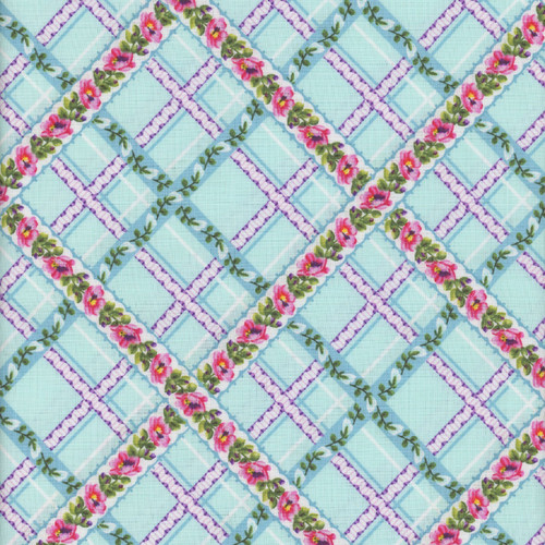 Studio E Fabrics Splendid Path Floral Lattice Aqua