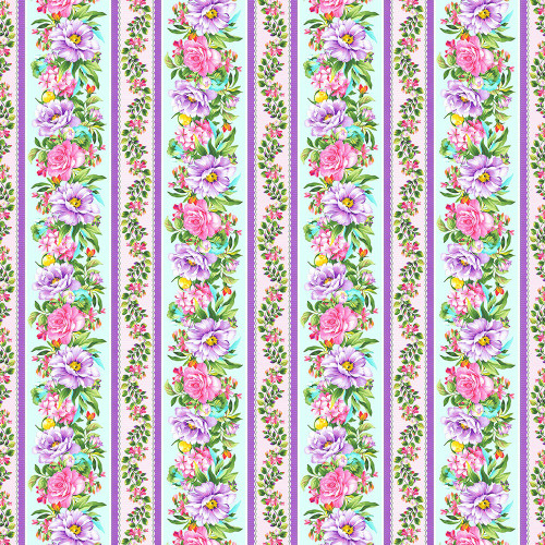 Studio E Fabrics Splendid Path Border Stripe Aqua