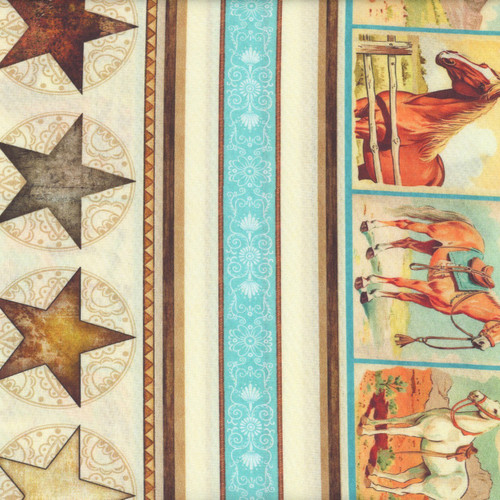 Quilting Treasures Fabrics Hey Cowgirl Dan Morris Horse Stripe Cream