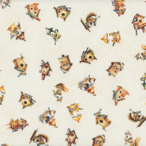 Quilting Treasures Fabrics Birdsong Dan Morris Birdhouse Toss Cream