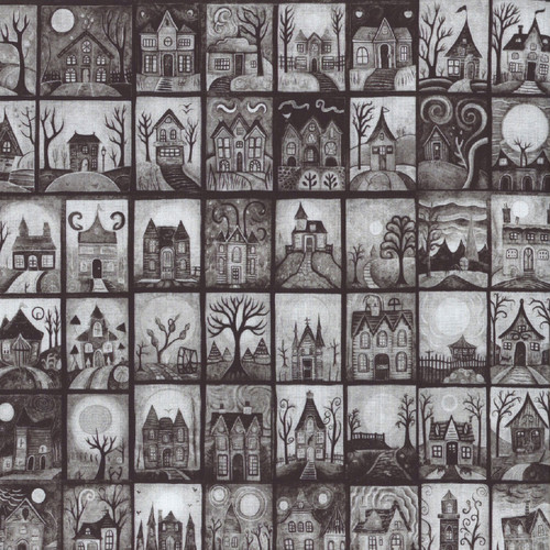 Quilting Treasures Fabrics Creepin It Real Dan Morris Haunted House Stamps Black