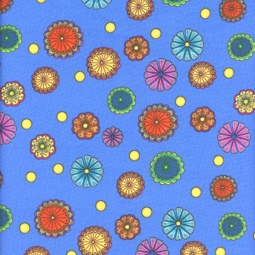 Quilting Treasures Carnivale  Royal Small Tossed Flowers