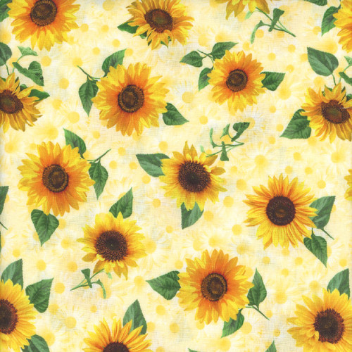 Timeless Treasures Fabrics Advice from a Sunflower Tossed Pretty Sunflowers Cream