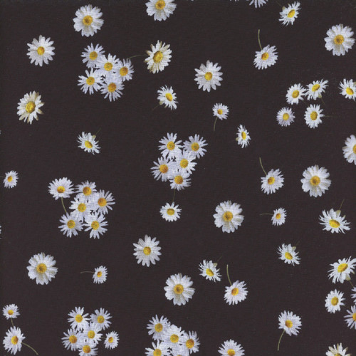 Timeless Treasures Fabrics Advice from a Sunflower Tossed Small Daisies Black