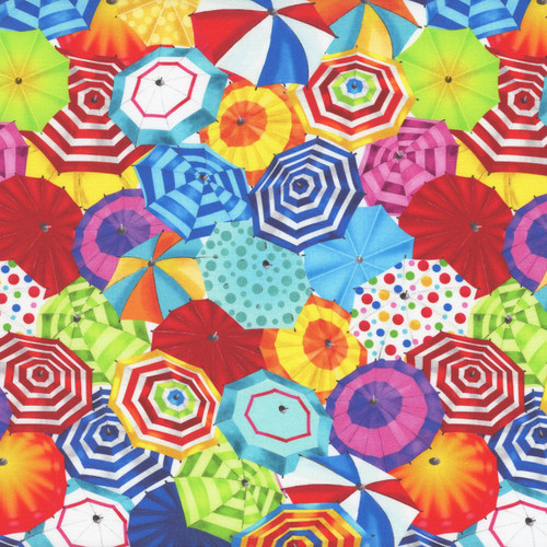 Timeless Treasures Fabrics Pool Party Packed Multi Beach Umbrellas Multi