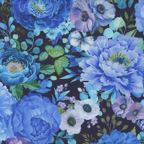 Timeless Treasures Fabrics Butterfly Dreams Fancy Floral & Butterflies Plum