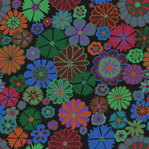 Free Spirit Fabrics Kaffe Fassett Collective FreeSpirit August 2024 Kaffe Fassett Folk Flower Dark