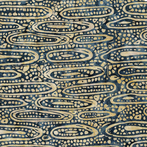 Island Batik Quilting Fabric Fire and Ice Claudia Pfeil Ovals Blue Navy