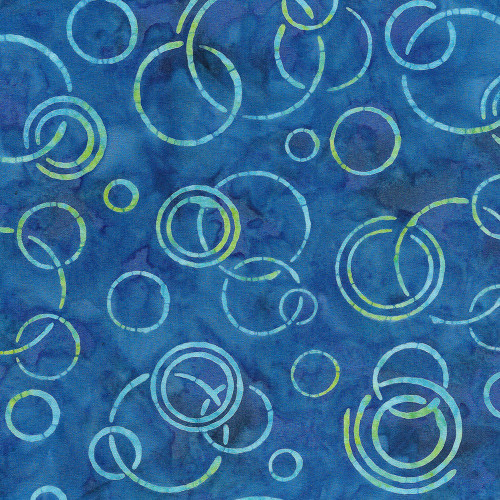 Island Batik Quilting Fabric Squiggles, Dots & Lines Studio 180 Soap Bubbles Blue French Blue