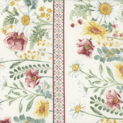 Wilmington Prints Fabrics Daisy Days Beth Grove Repeating Floral Stripe Multi