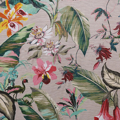 Hamilton Amazon Beige Lush Tropical Floral Linen 54 inches Wide