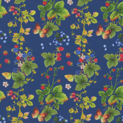 Studio E Fabrics Minu and Wildberry Yu.Me Design Navy Berry Vine