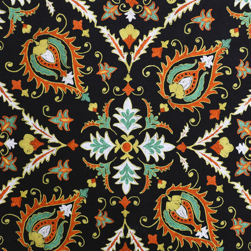 Covington Fabrics Gabrielle Gemstone Black Embroidered Turkish Floral Print