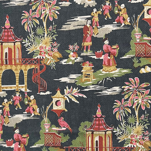 Hamilton Fabrics Ganden Midnight Oriental Flower Garden