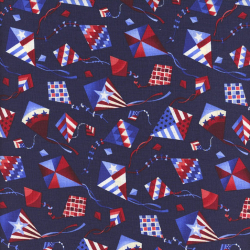 Henry Glass Fabrics Liberty Hill Color Principle Navy Kites