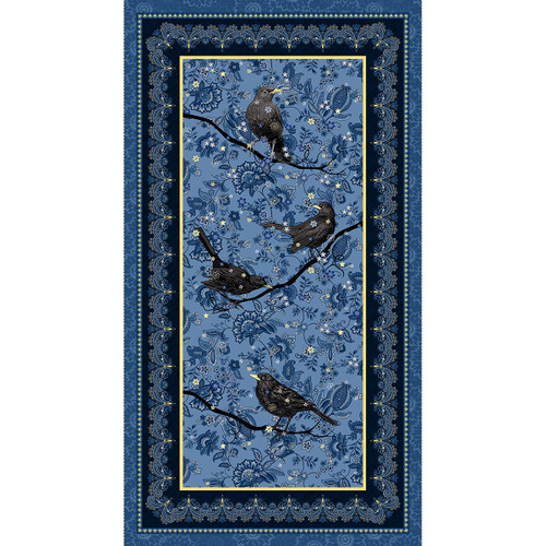 Henry Glass Fabrics Blackbirds Calling Jan Mott Blackbirds Panel 24