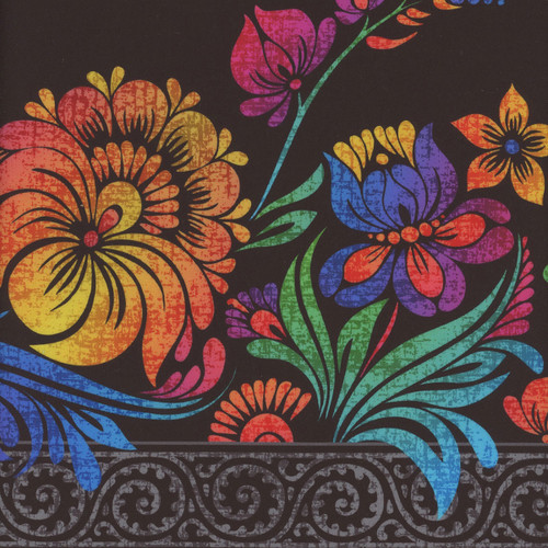 In The Beginning Fabrics Vivid Jason Yenter Multi Floral Border Stripe