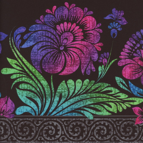 In The Beginning Fabrics Vivid Jason Yenter Jewel Floral Border Stripe