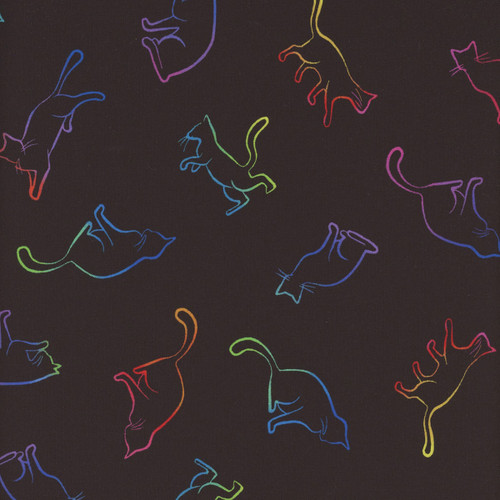 Timeless Treasures Fabrics Wildcat by Chong A Hwang Neon Outline Cats