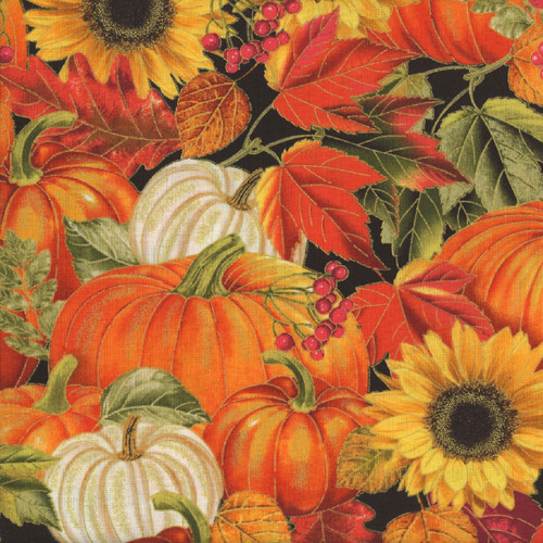 Timeless Treasures Fabrics Fall Is In The Air Harvest Floral Metalllic Autumn