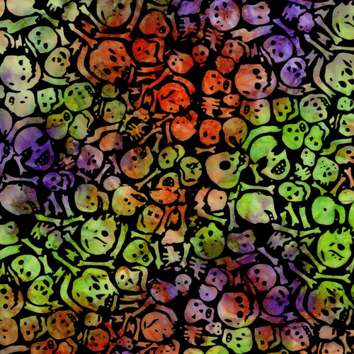 Timeless Treasures Fabrics Tonga Batiks Spell Bound Skulls & Bones Ghost