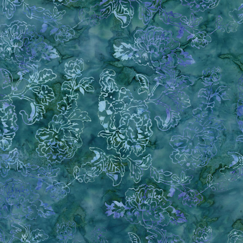 Timeless Treasures Fabrics Tonga Batiks Surfside Elegant Floral Sea