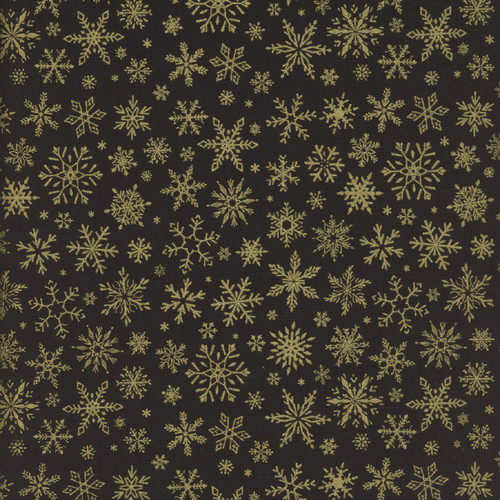 Timeless Treasures Fabrics Winter Rose Metallic Snowflakes Black