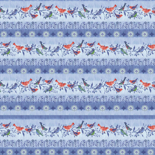 Studio E Fabrics Bella Blue Birds Border Stripe