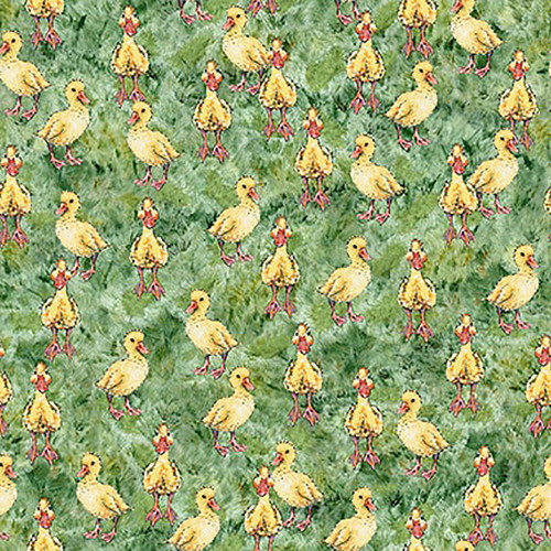 Blank Quilting Fabrics Out of Farm's Way Anne Gregory Ducklings Green