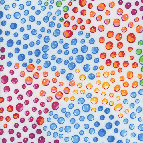 Blank Quilting Fabrics Water Droplets 108 Inch Wide Quilt Back Satin Moon Designs Multi White