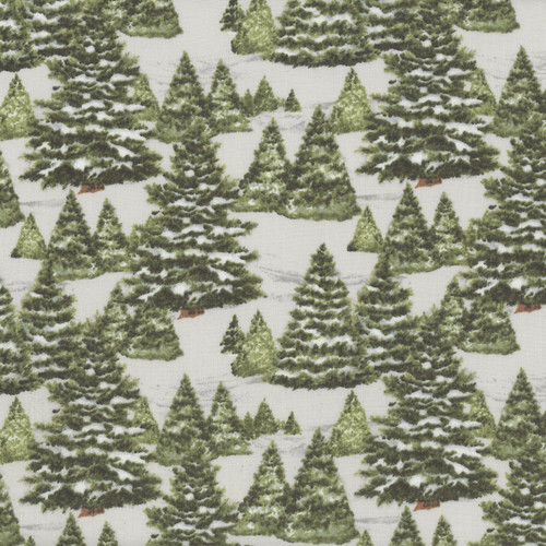 Wilmington Prints Frosty Frolic Susan Winget Trees All Over Light Gray