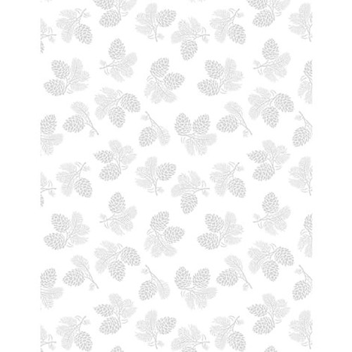 Wilmington Prints Stocking Stuffers 2 Christmas White On White Tossed Pinecones