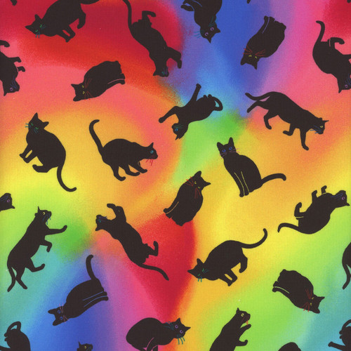 Timeless Treasures Fabrics Wildcat by Chong A Hwang Rainbow Shadow Cats