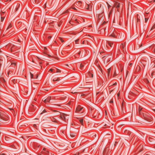 Timeless Treasures Fabrics Cool Cats and Treats Holiday Candy Cane Packed Red